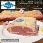 Beef Sirloin AGED BY GOODWINS Australia STEER young cattle (Striploin / New York Strip / Has Luar) frozen brand Harvey/Midfield ROAST MINI 2" 5cm (price/pc 800g)